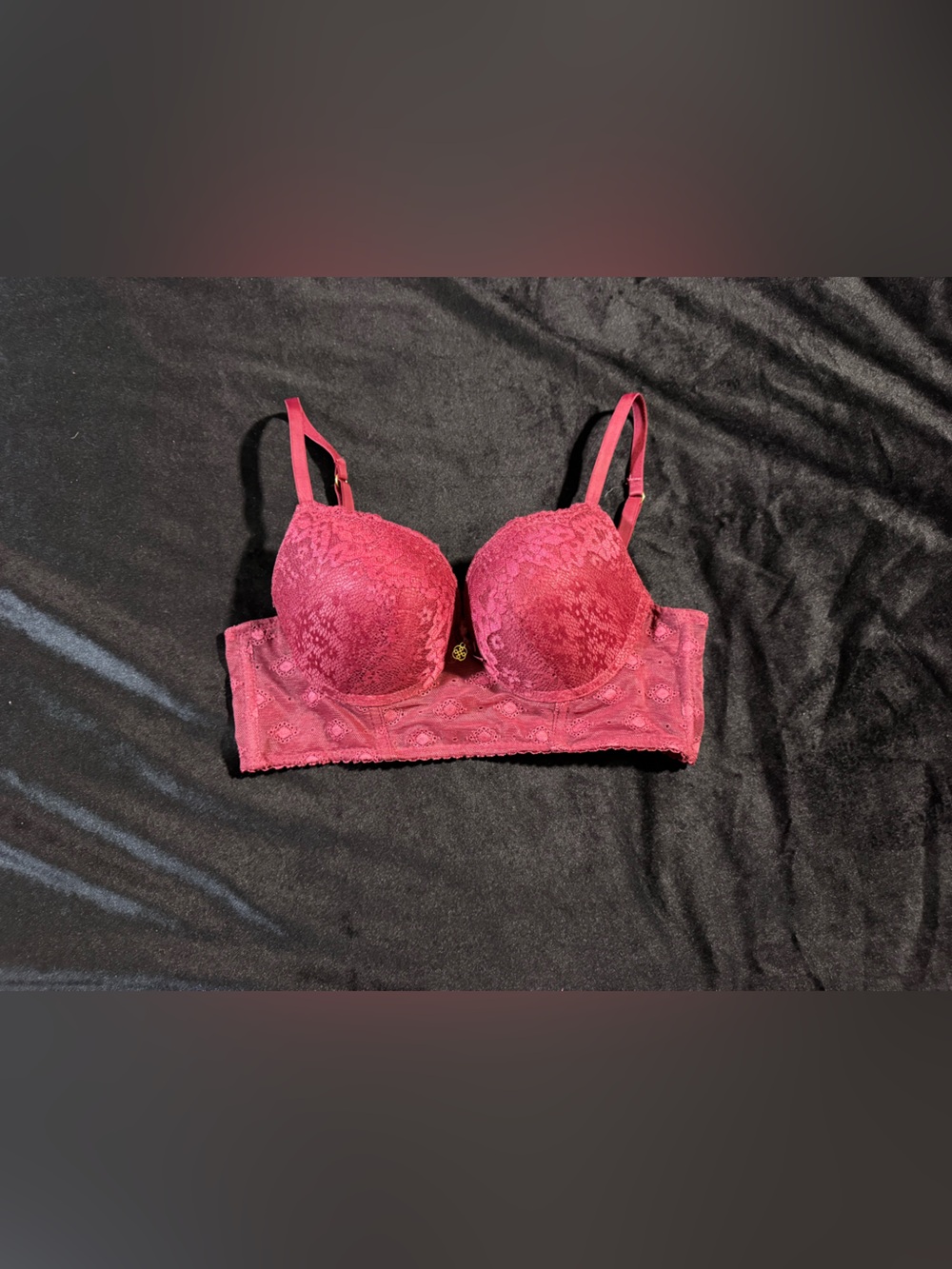 Daisy Fuentes Lace Longline Push-Up Bra in Deep Raspberry